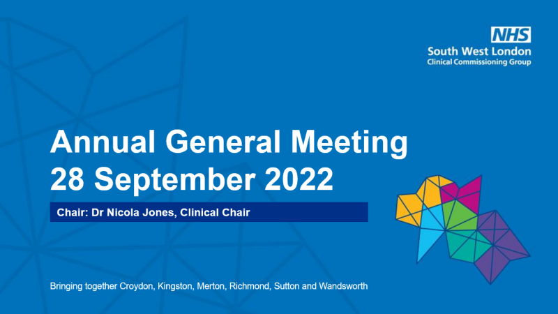 South West London CCG AGM 2021-22 presentation cover