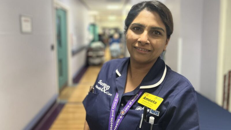 Portrait of urgent community response nurse Ameeta Boodhoo from St Helier hospital