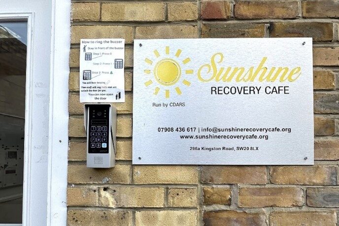 Picture of a recovery cafe sign