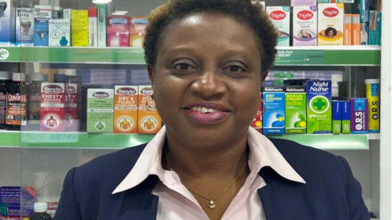 Pharmacist Afua Thompson who took part in the independent prescribing scheme pictured behind the counter