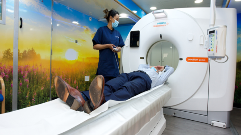 patient in CT scanner for lung health check